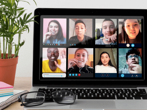 Children on Zoom call